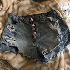 Light Wash Distressed Jean Shorts
